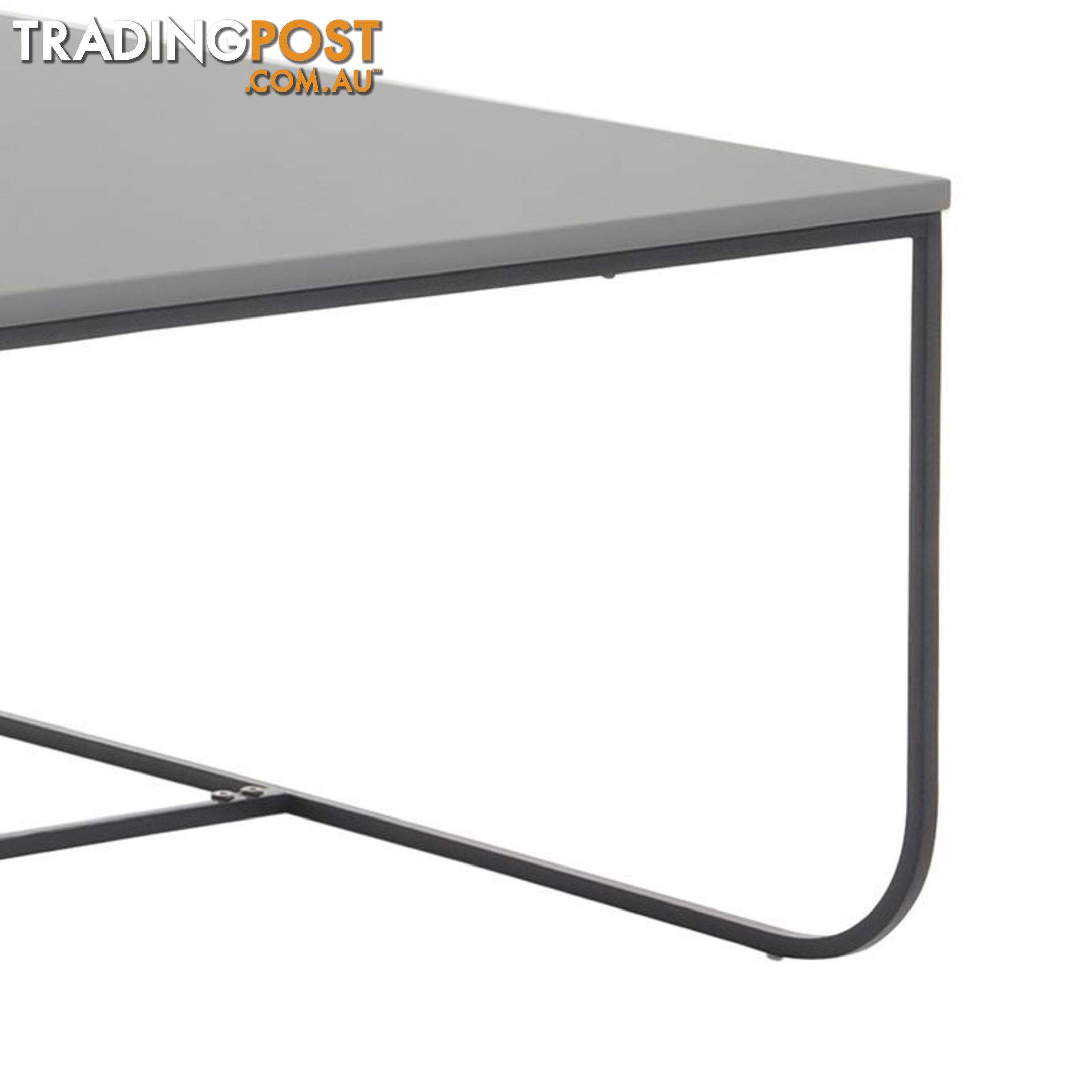 MARIT Coffee Table - 90cm - Grey + Black Metal - MI-T1139-CT - 9334719006680