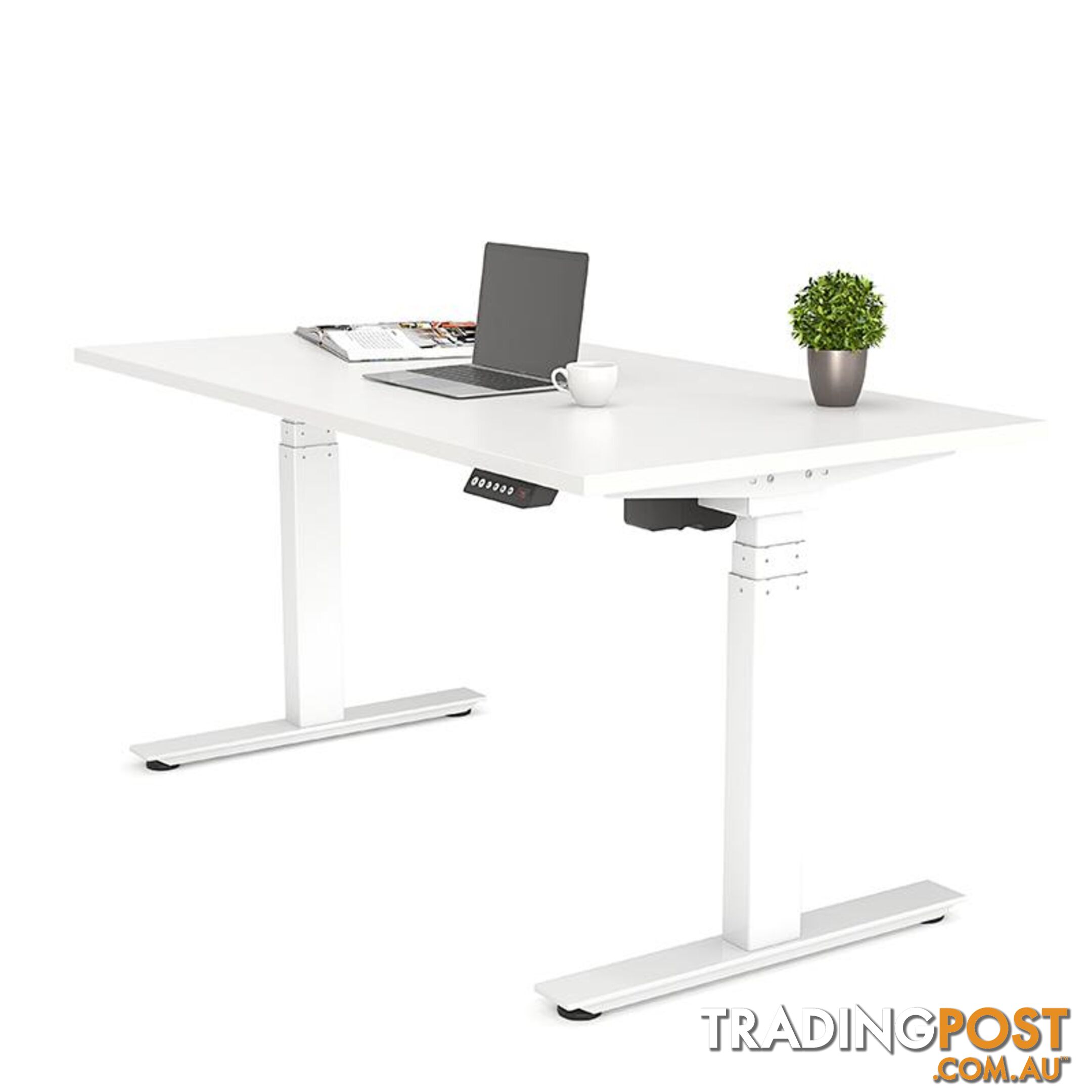 AGILE PRO Electric 2 Column Sit Standing Desk - 1200mm to 1800mm - White & Black - OG_AGE2SSD156