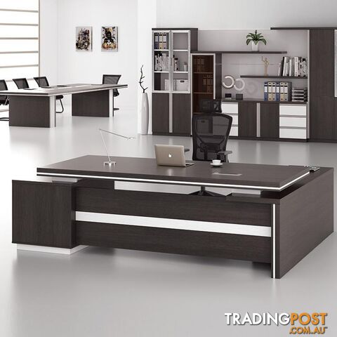 Xander Executive Office Desk with Left Return 2.49M - Black & White - MF-23MHB011 - 9334719001319