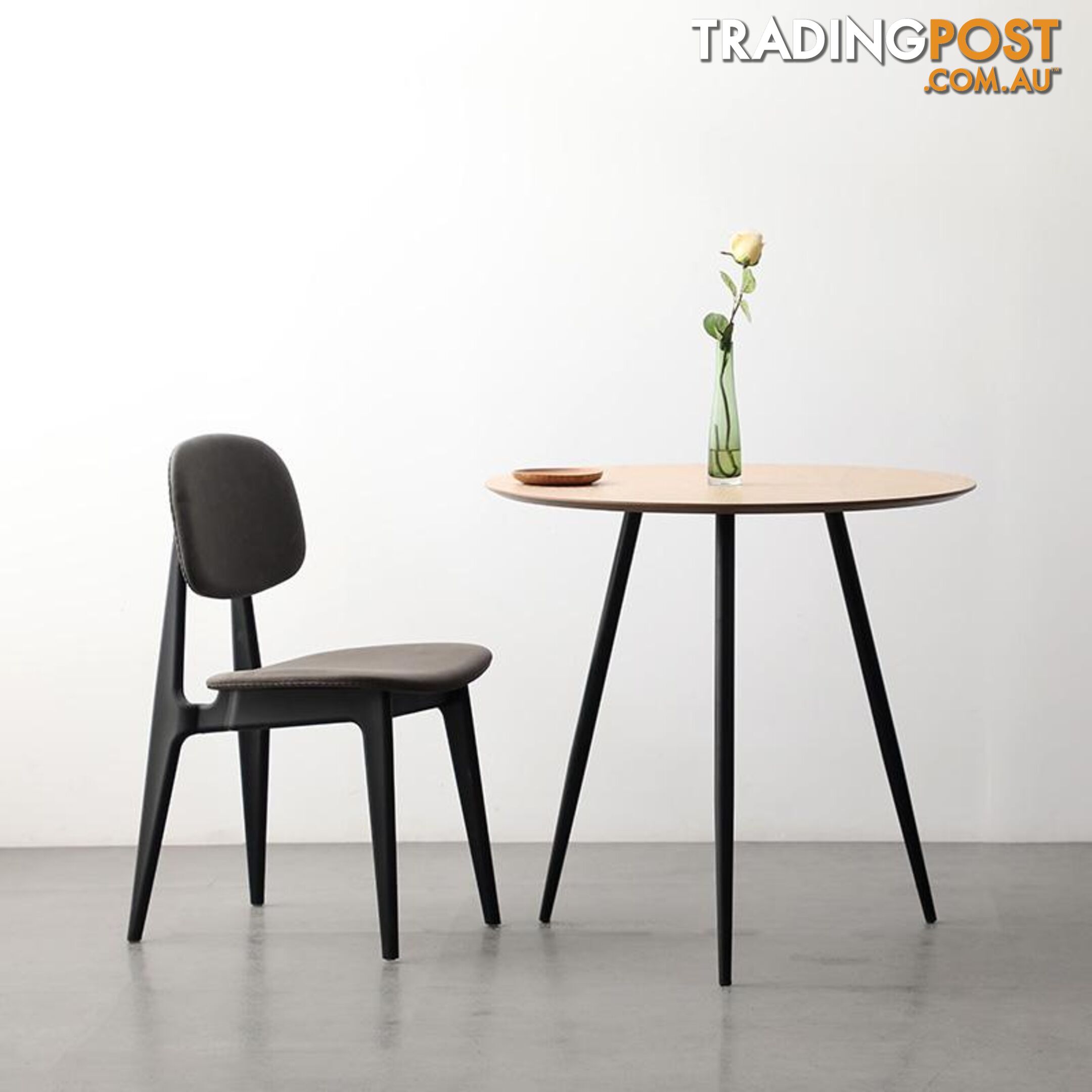 GINNY Round Dining Table 80cm - Natural & Black - BB-T001-80 - 9334719011080