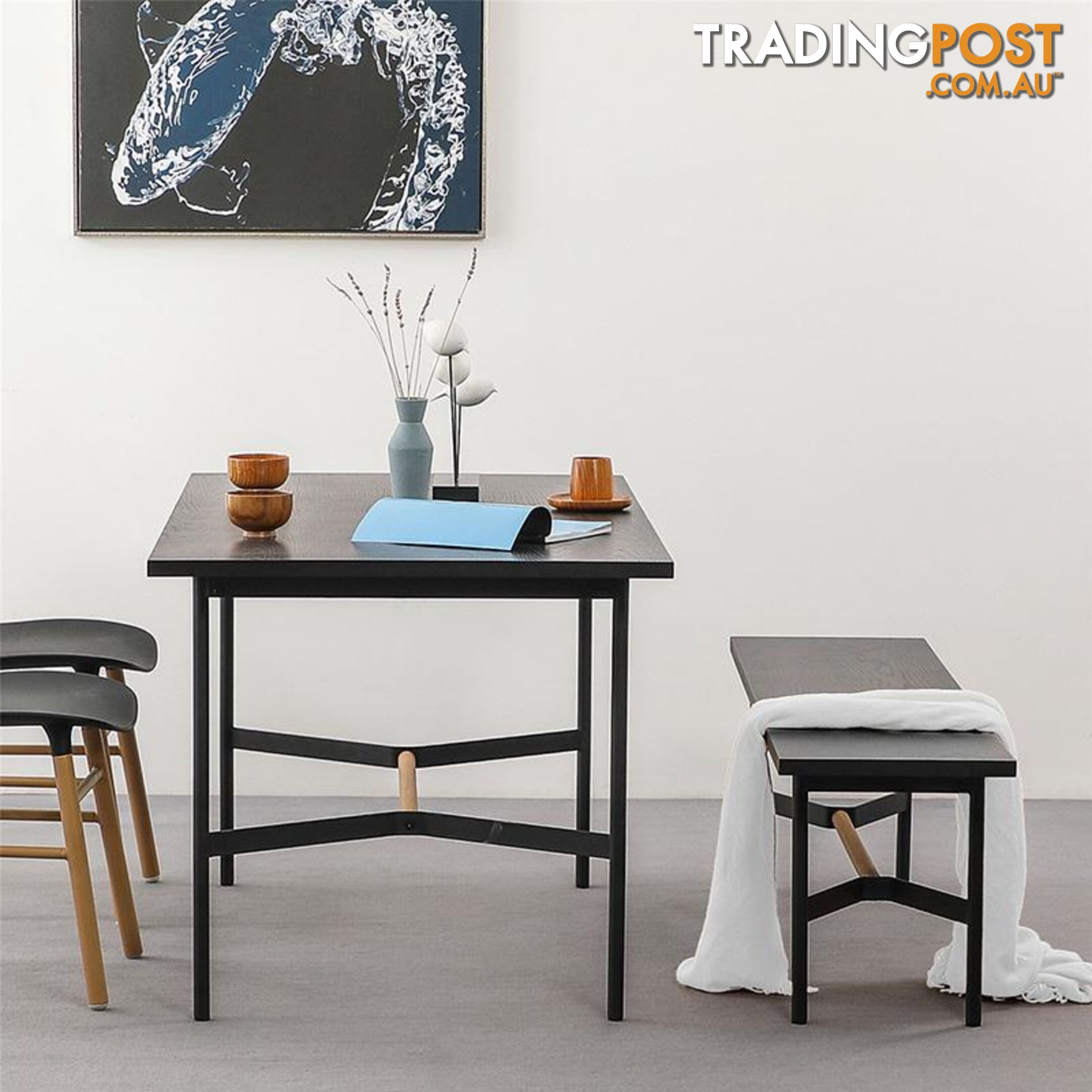 NELLIE Dining Table 150cm - Black & Natural - BB-T003 - 9334719011097