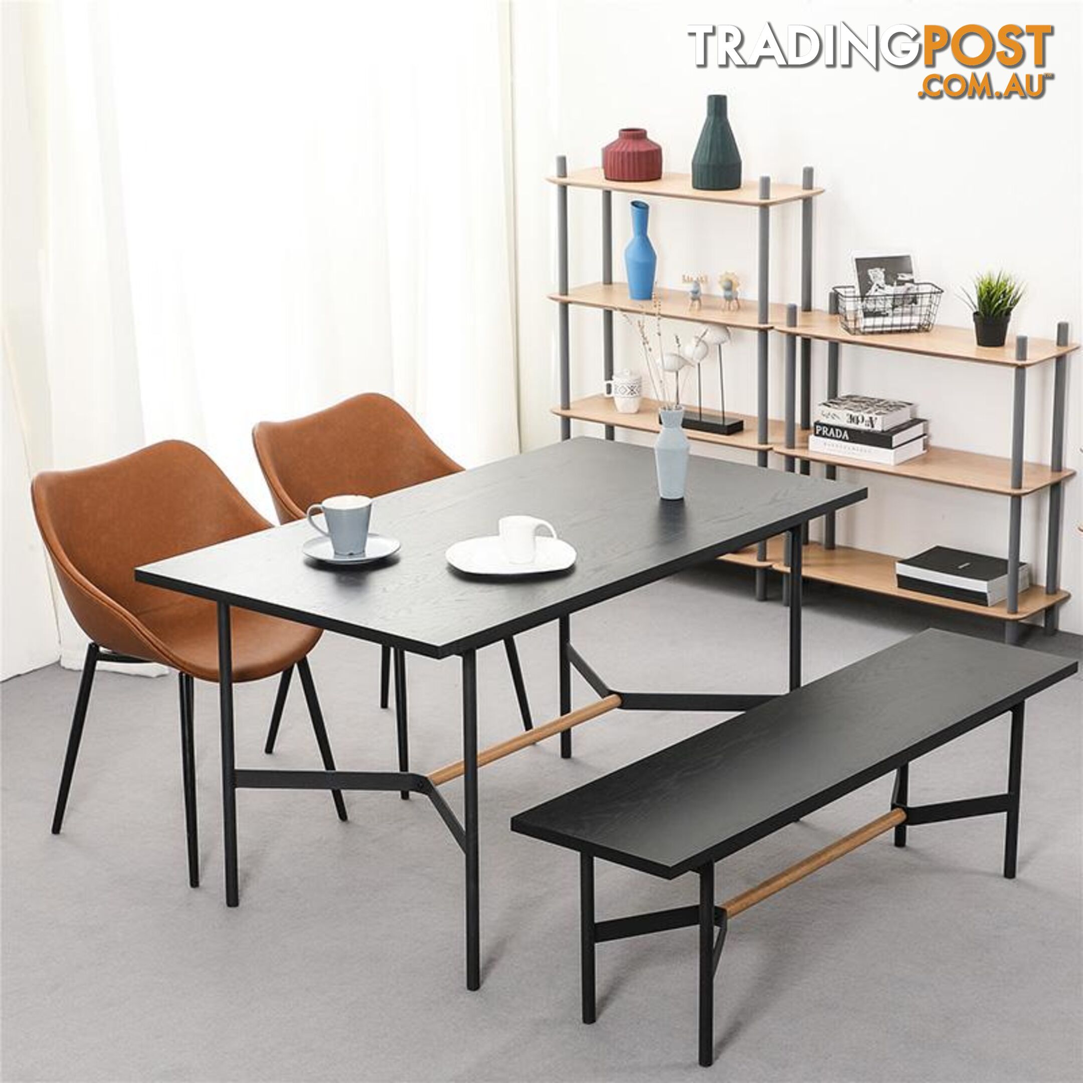 NELLIE Dining Table 150cm - Black & Natural - BB-T003 - 9334719011097