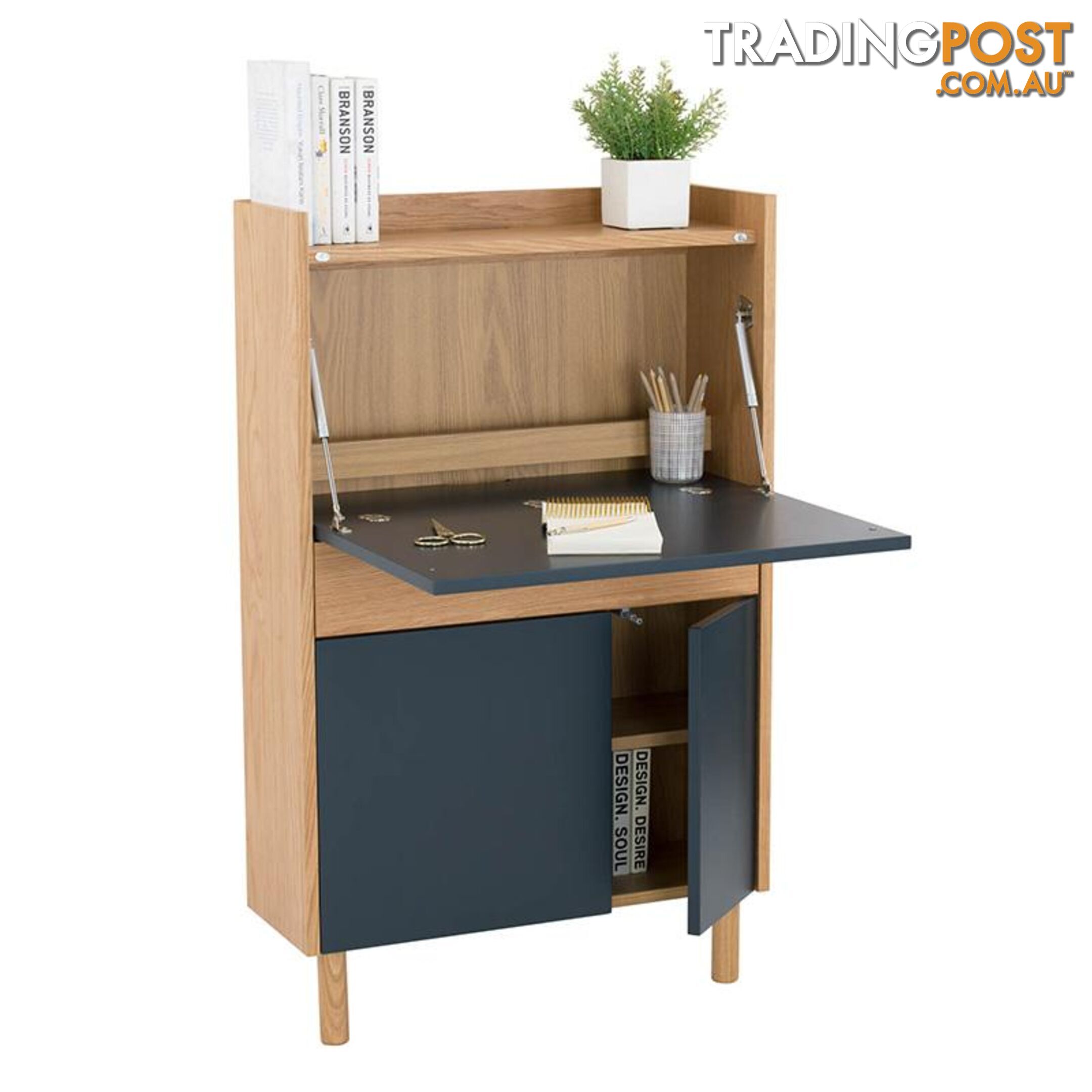 BARTON Study Desk 71cm - Blue & Natural - 122005 - 9334719000282