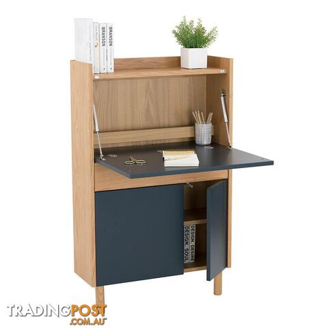 BARTON Study Desk 71cm - Blue & Natural - 122005 - 9334719000282