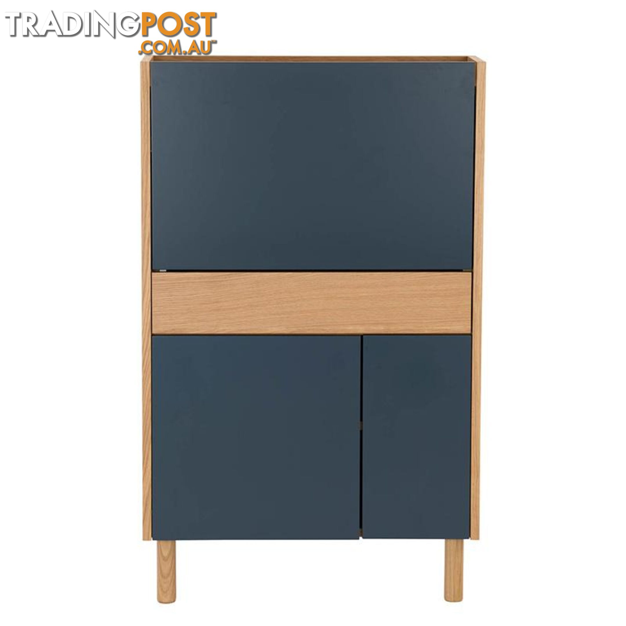 BARTON Study Desk 71cm - Blue & Natural - 122005 - 9334719000282