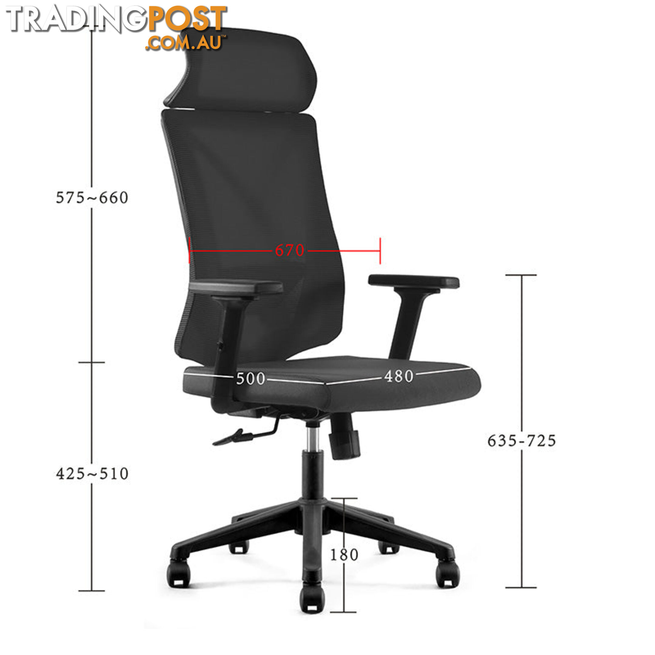 FRODE Executive Office Chair with Headrest - Black - DF-DX6912A - 9334719011110