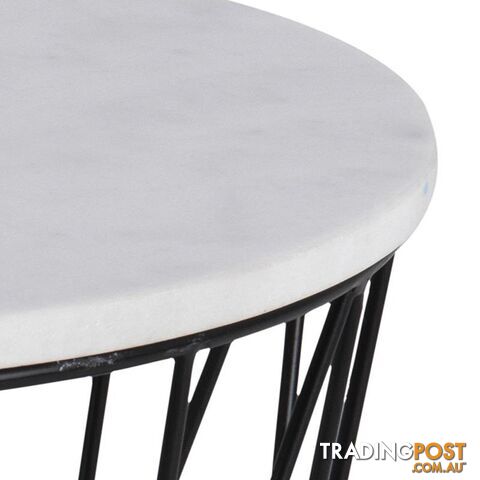 DARBY Side Table Marble 50cm - White - AC-H000018045 - 5705994994032