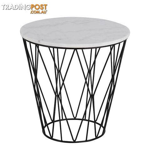 DARBY Side Table Marble 50cm - White - AC-H000018045 - 5705994994032