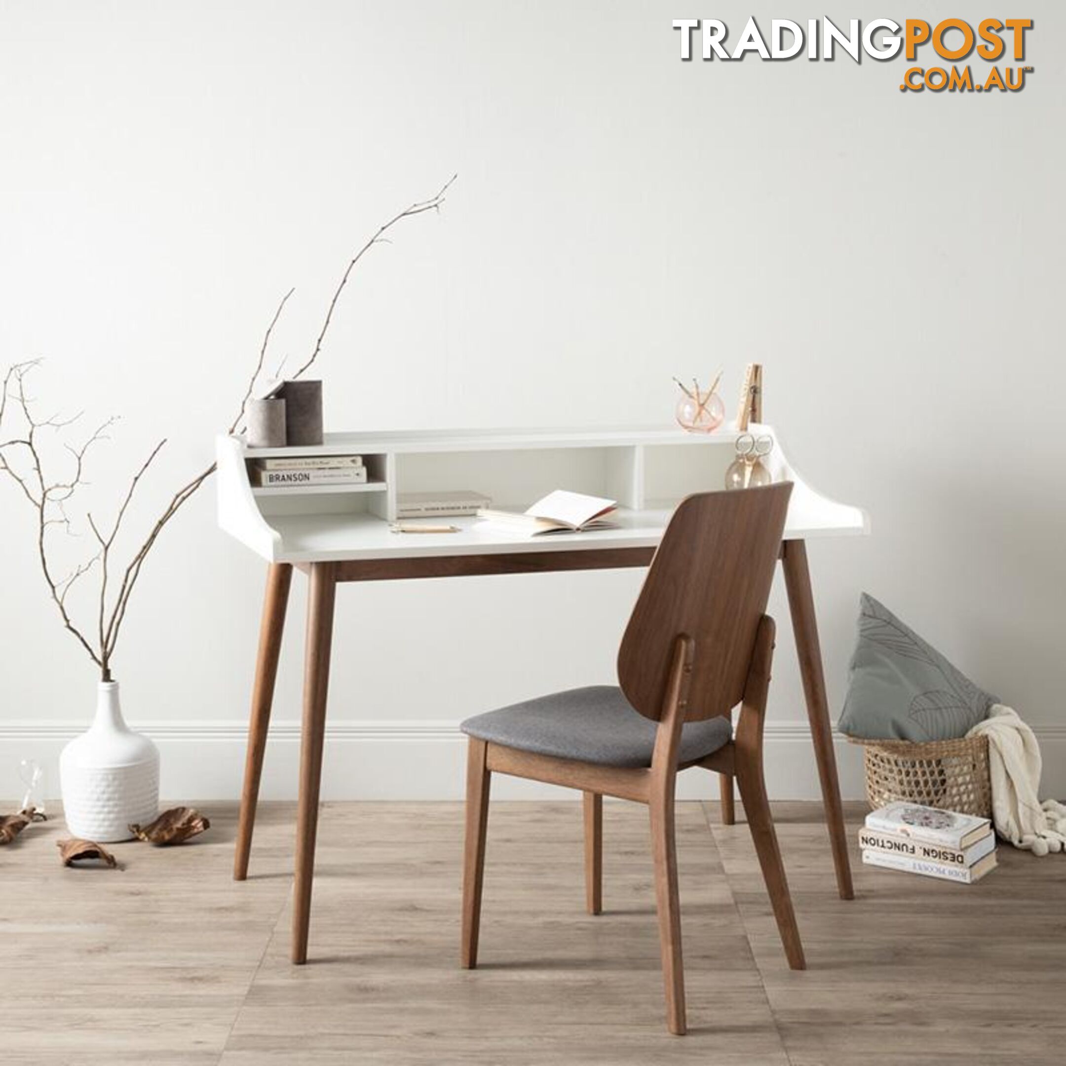 LAGOM Study Desk 120cm - Natural & White - 124030 - 9334719000473