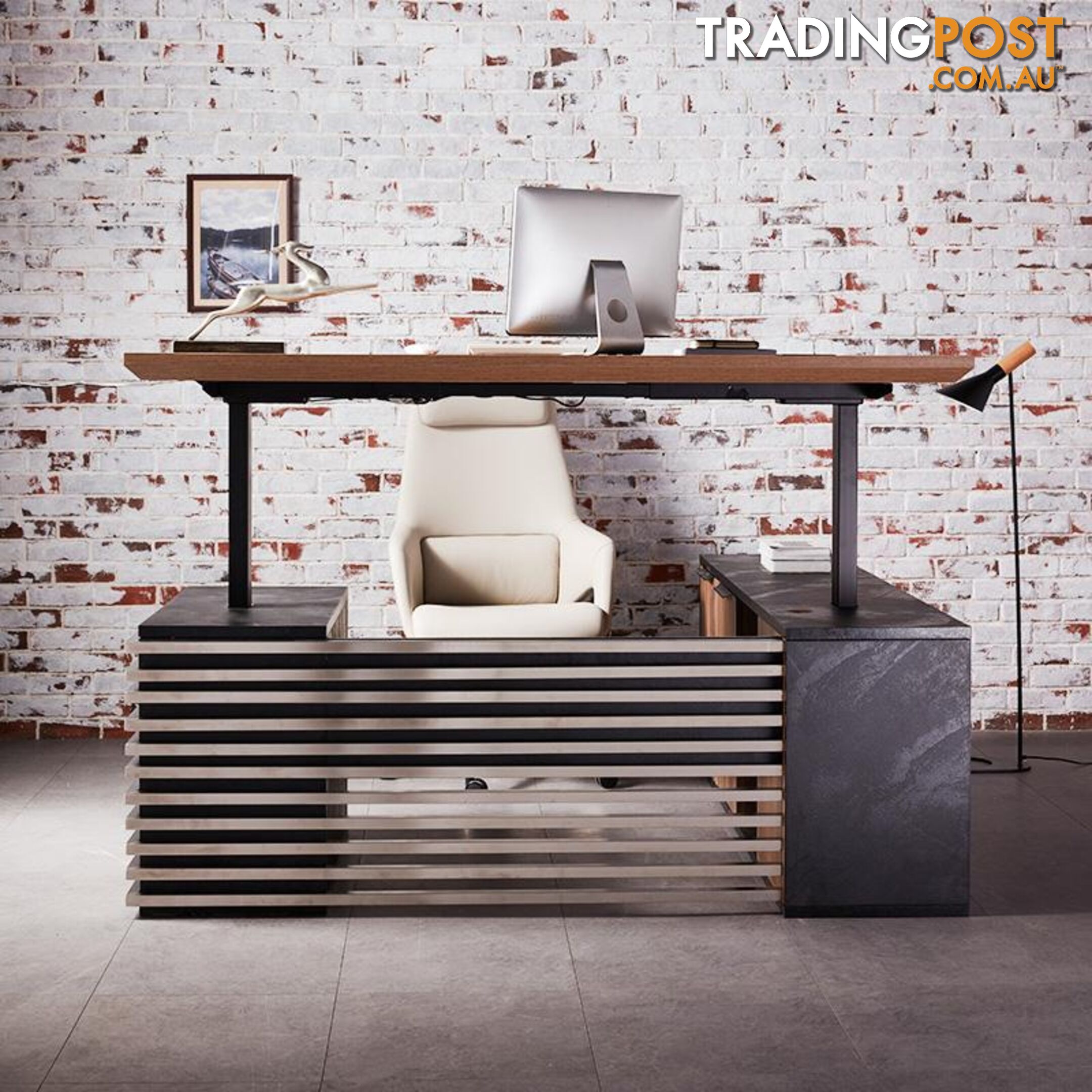 PHOENIX Sit & Stand Electric Lift Executive Desk with Left Return 1.8M - Warm Oak & Black - WF-N1801-SU-LEFT - 9334719011561