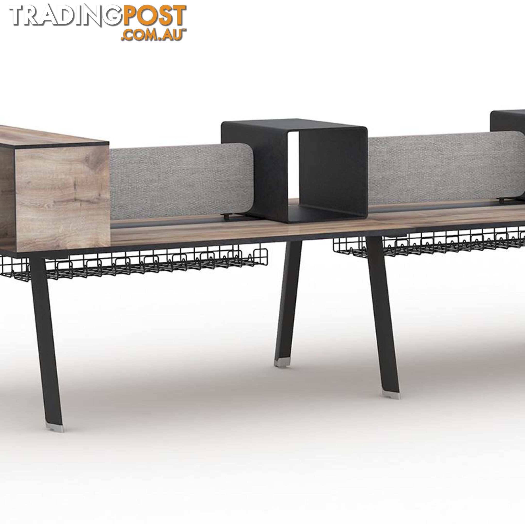 ARTO 6 Person Workstation Double Sided 5.0M - Warm Oak & Black - WF-NW017A - 9334719004600