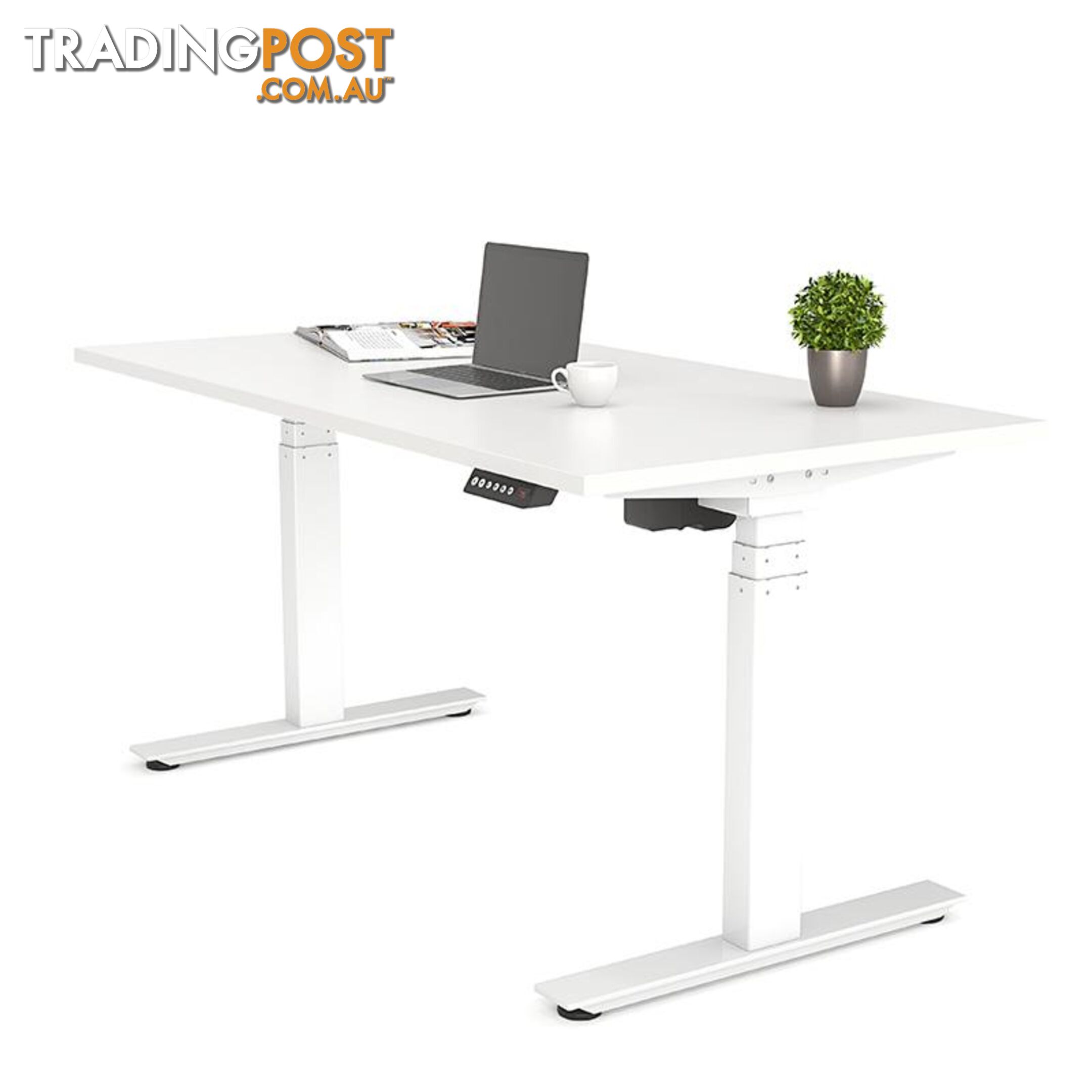 AGILE PRO Electric 2 Column Sit Standing Desk - 1200mm to 1800mm - White & Black - OG_AGE2SSD128