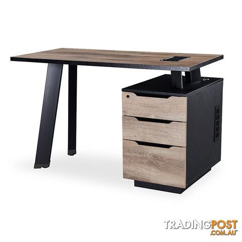 ARTO Single Workstation Desk with Right Cabinet 1.2M - Warm Oak & Black - WF-NW007-R - 9334719004266