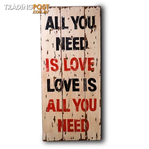 Wooden Print In Antique Cream ( Love ) - Wall002