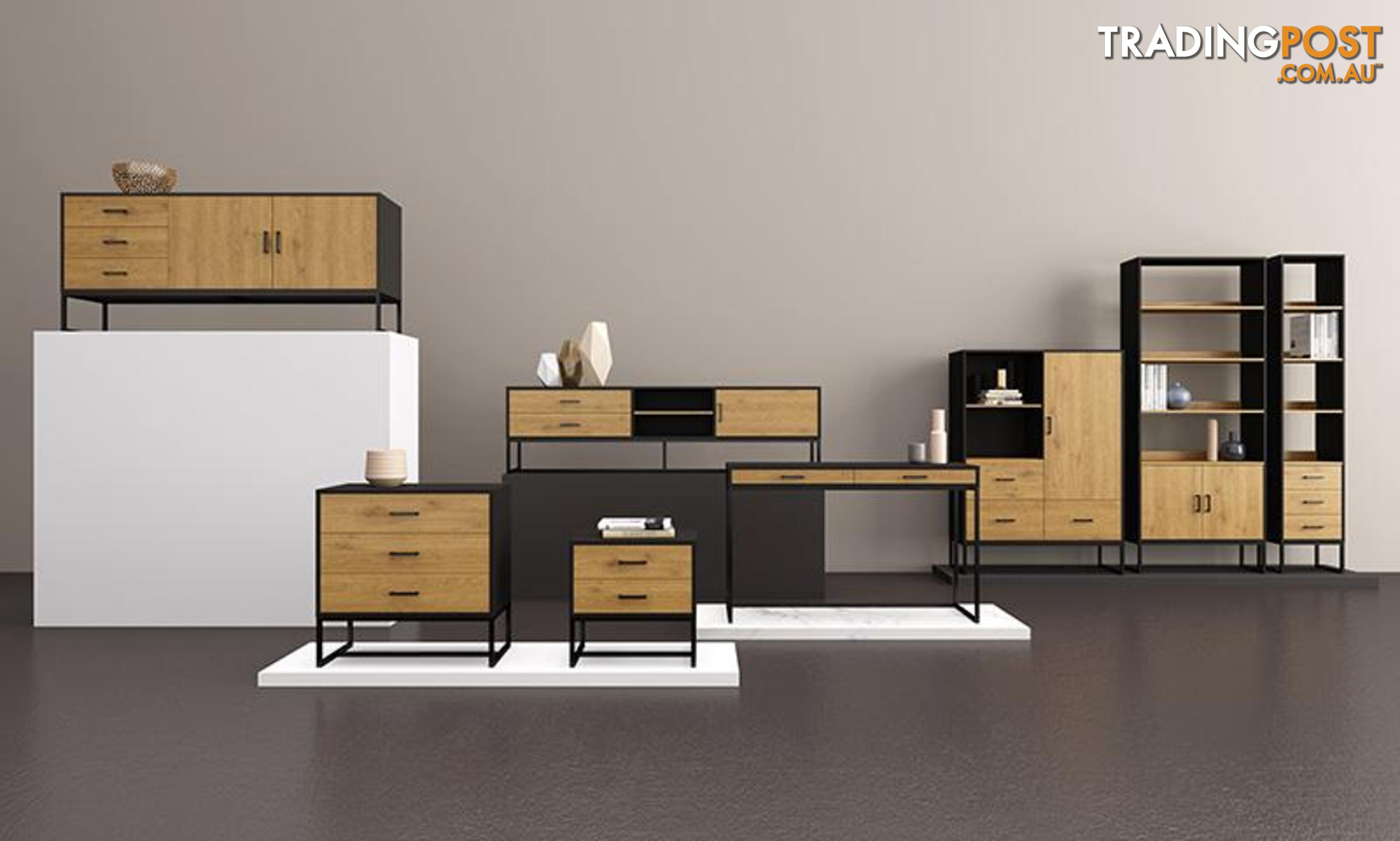 AMSTER Sideboard 160cm - Natural & Black - AS-AMSTERSB02 - 9334719010830