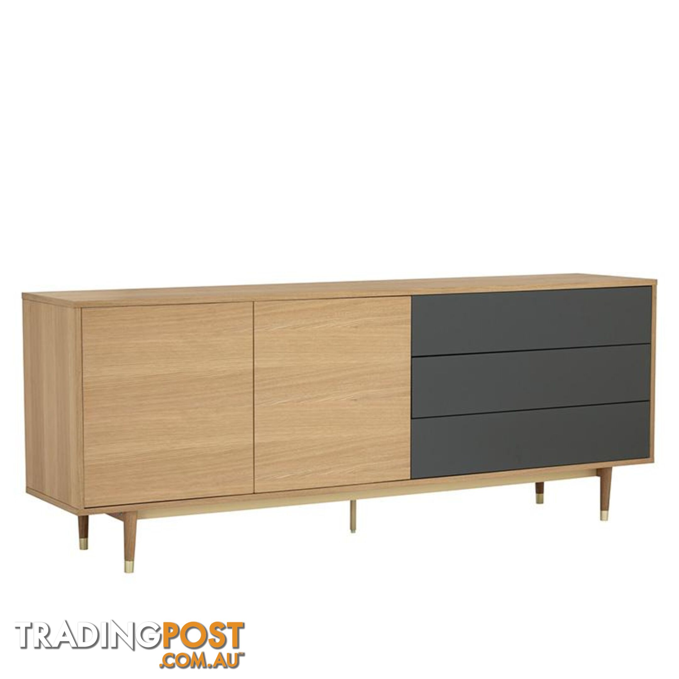 HOUSTON 200cm Sideboard - Natural & Grey - 346018 - 9334719004044