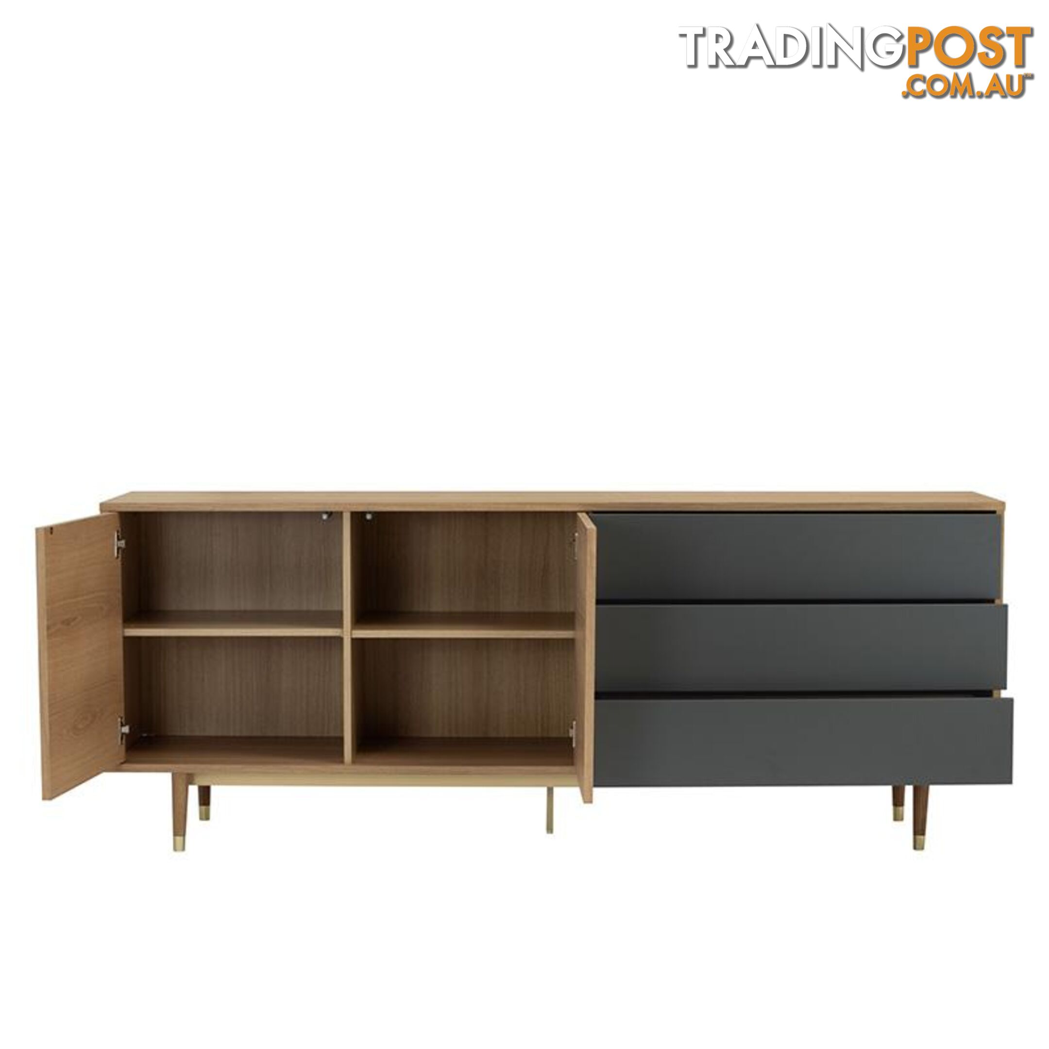 HOUSTON 200cm Sideboard - Natural & Grey - 346018 - 9334719004044