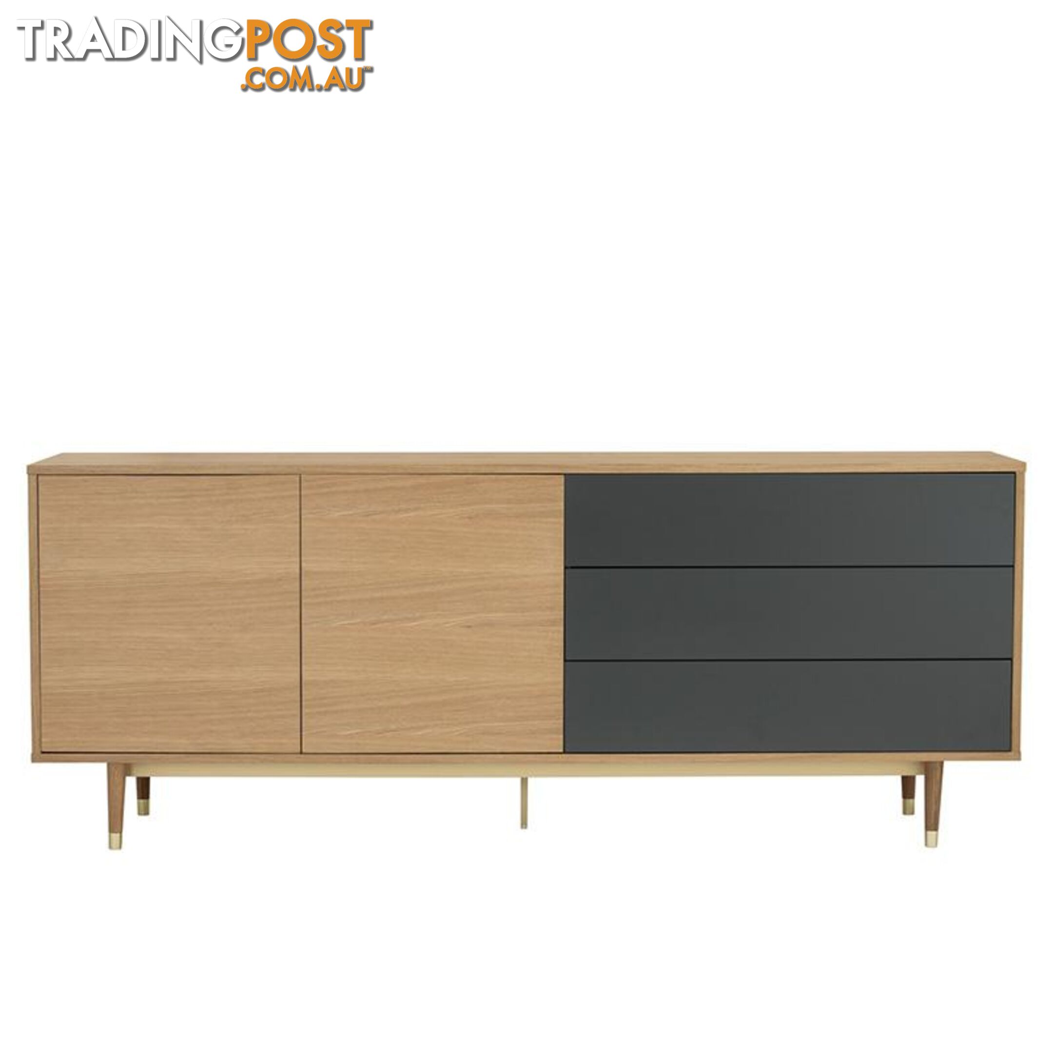 HOUSTON 200cm Sideboard - Natural & Grey - 346018 - 9334719004044