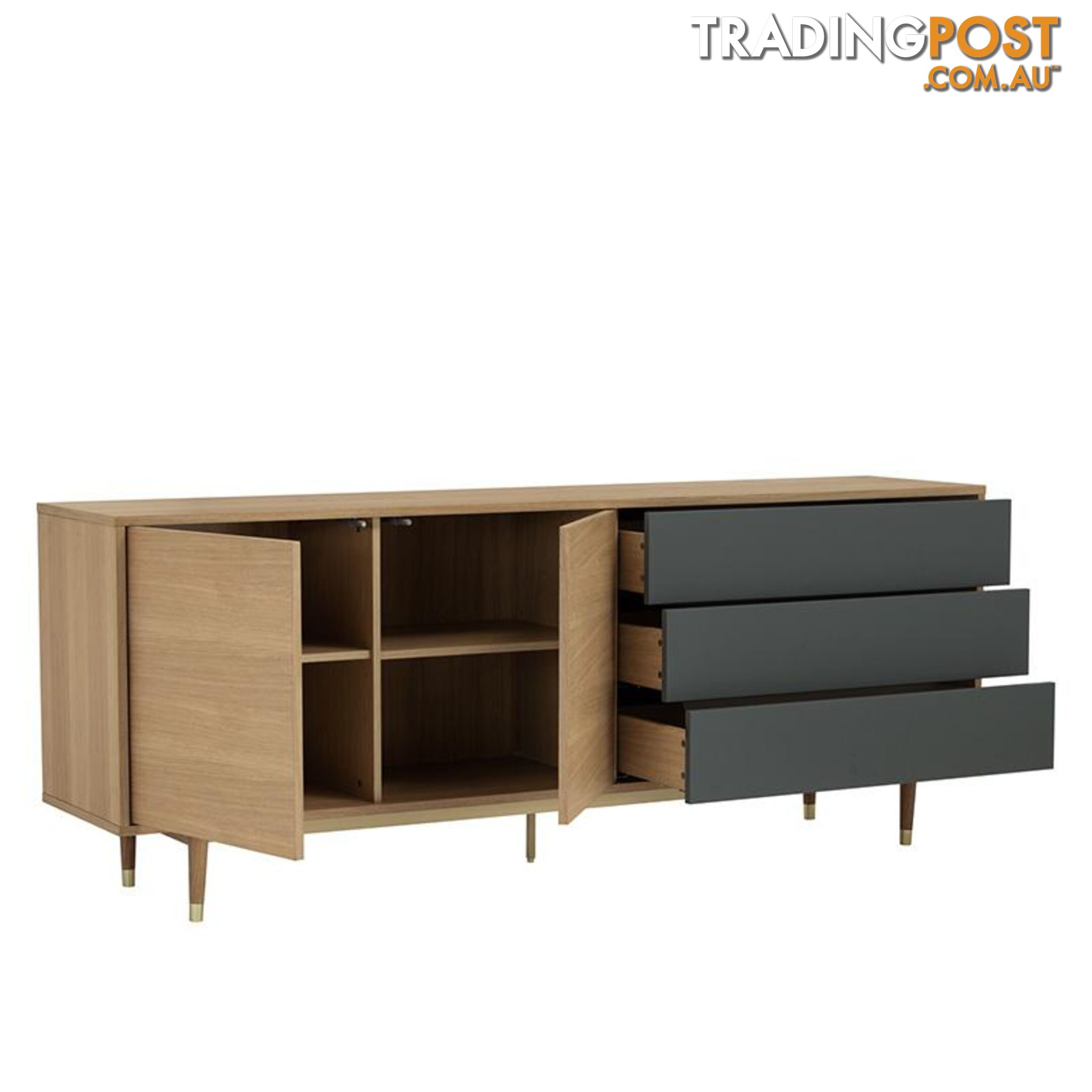 HOUSTON 200cm Sideboard - Natural & Grey - 346018 - 9334719004044