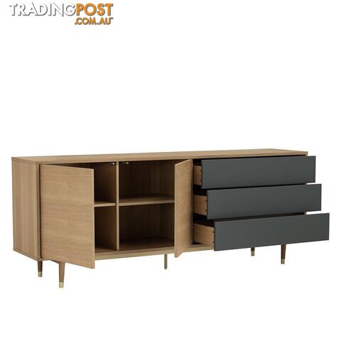 HOUSTON 200cm Sideboard - Natural & Grey - 346018 - 9334719004044