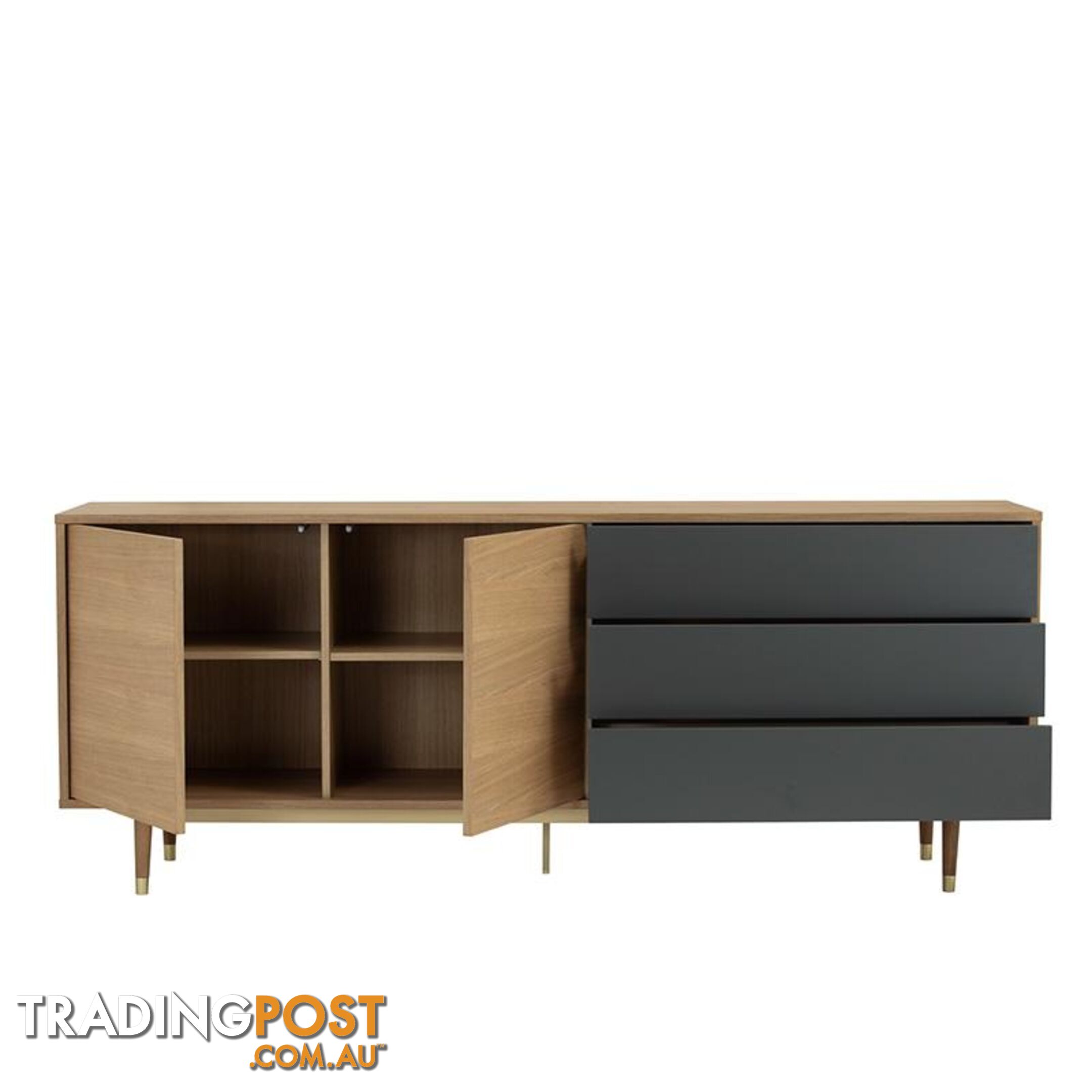 HOUSTON 200cm Sideboard - Natural & Grey - 346018 - 9334719004044