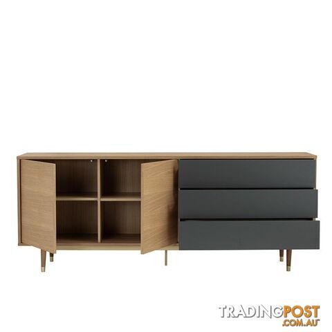 HOUSTON 200cm Sideboard - Natural & Grey - 346018 - 9334719004044