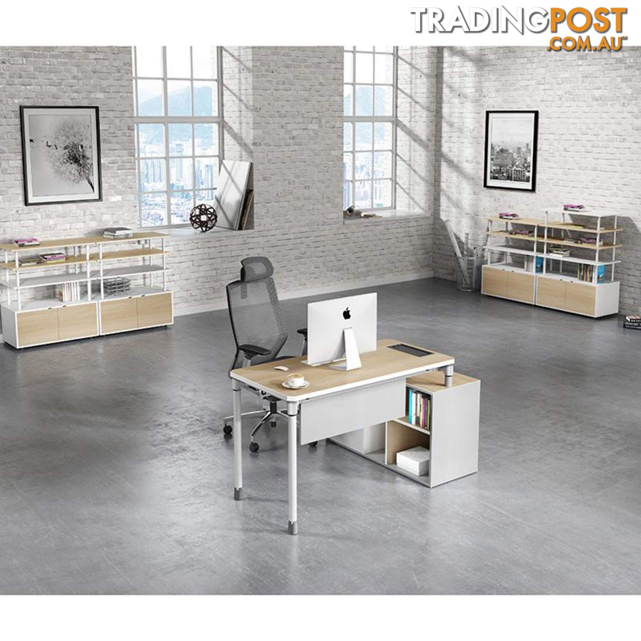 RAVEN SINGLE Workstation 160-180/100cm - Natural White - WF-SZW003 - 9334719010274