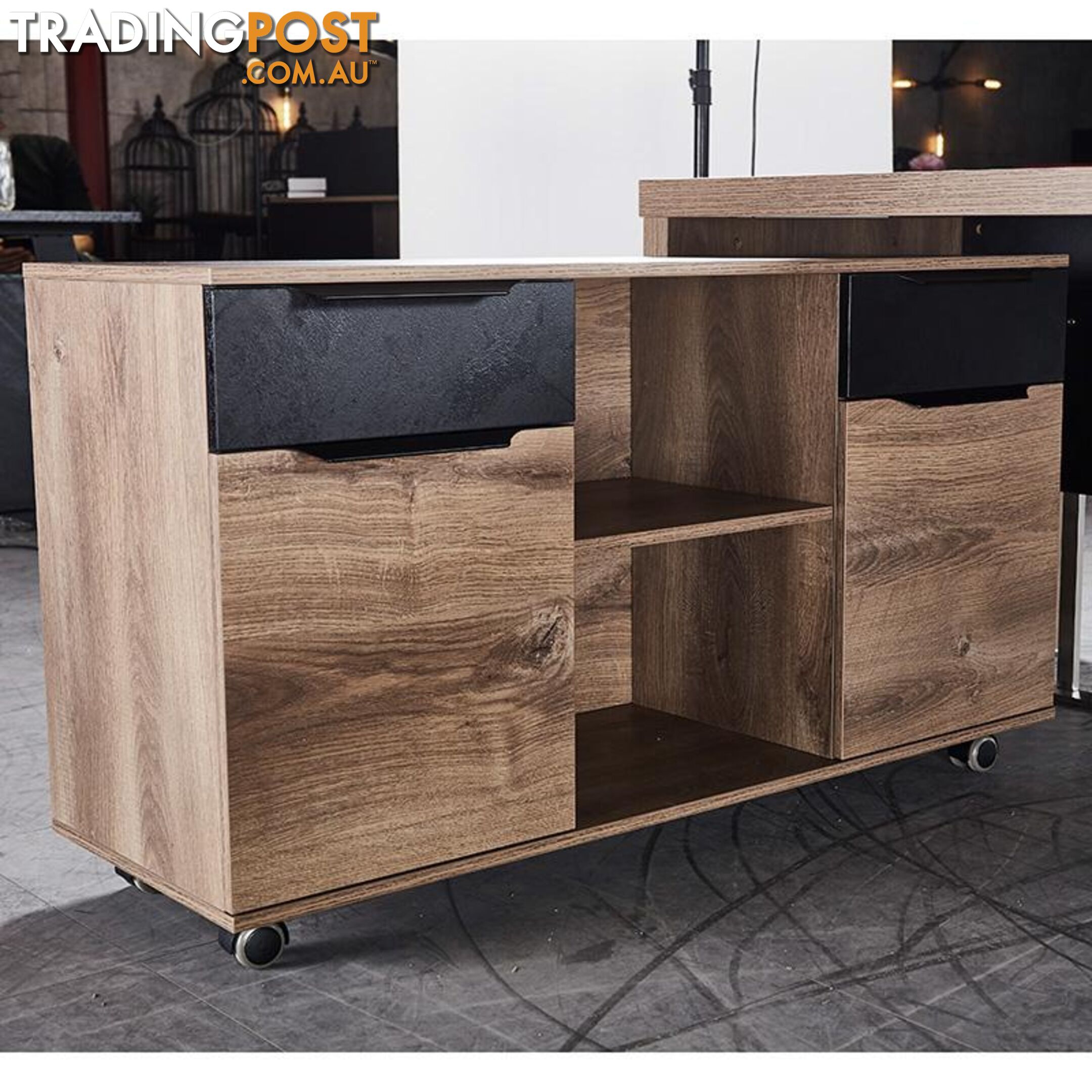 AFTAN Credenza 1.2M - Warm Oak & Black - WF-N01 - 9334719011523