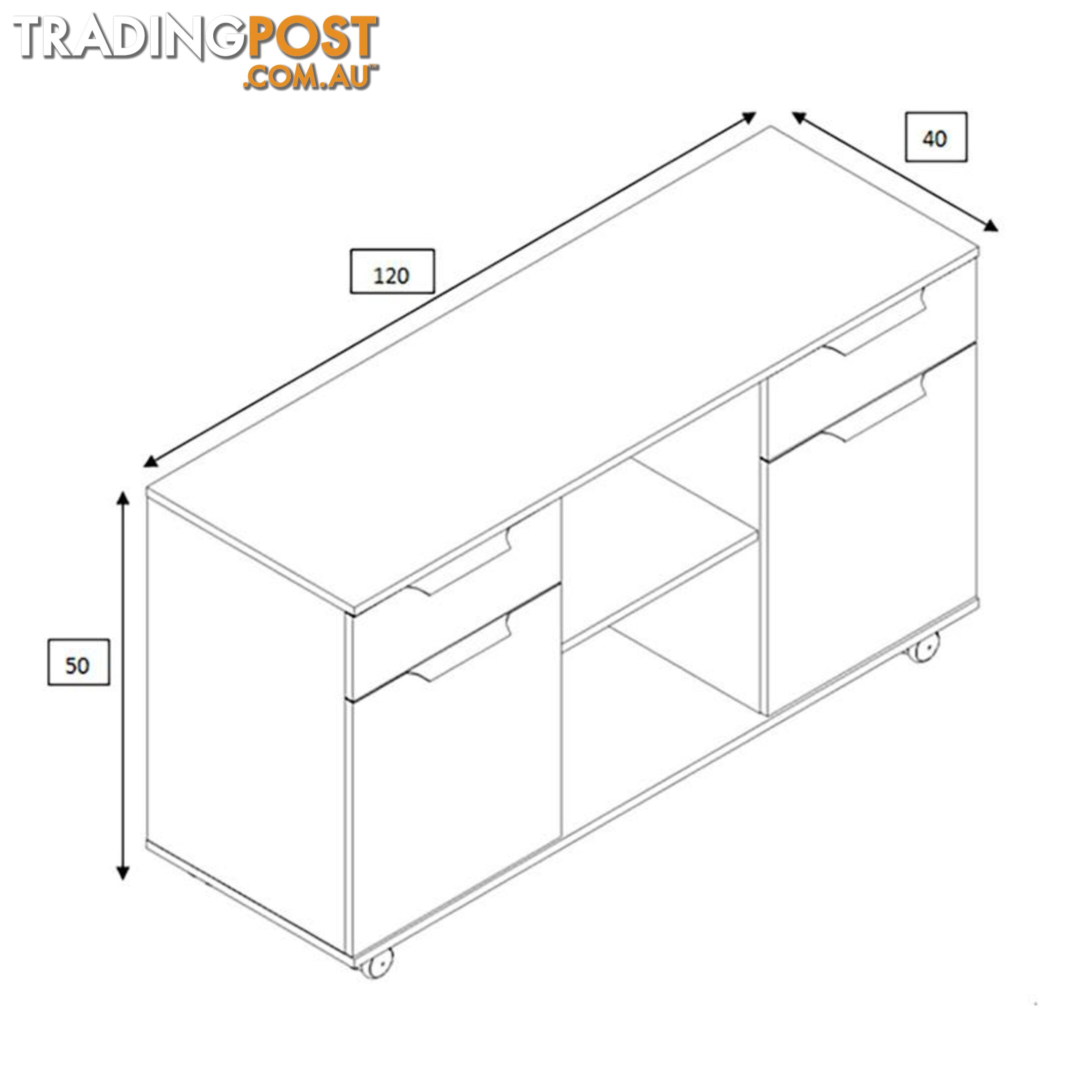 AFTAN Credenza 1.2M - Warm Oak & Black - WF-N01 - 9334719011523