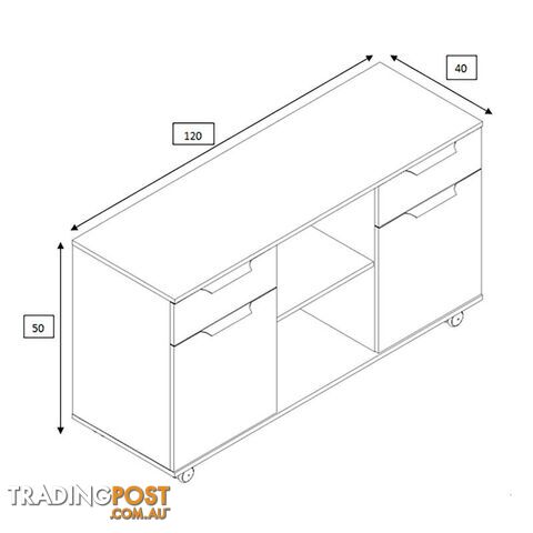 AFTAN Credenza 1.2M - Warm Oak & Black - WF-N01 - 9334719011523