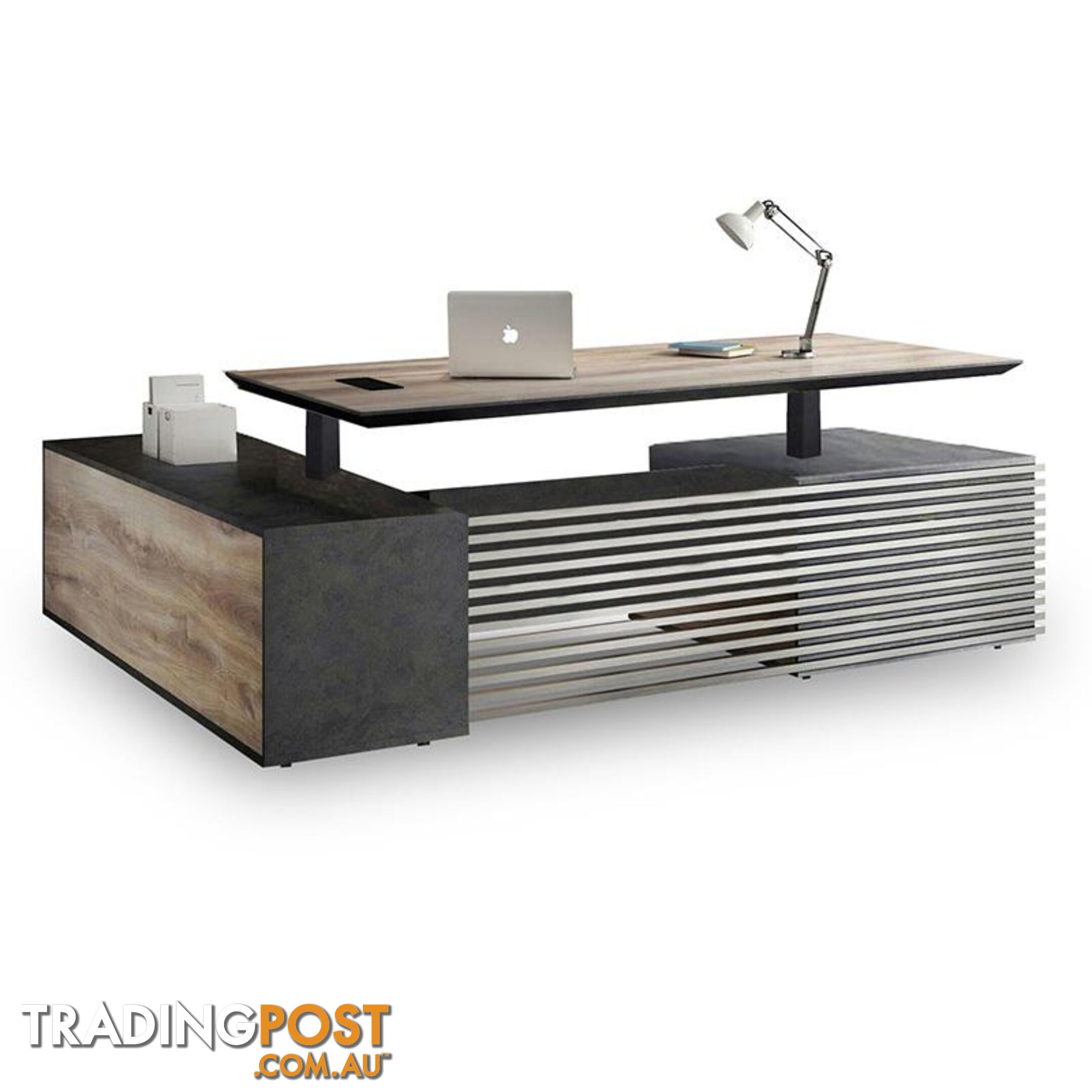 PHOENIX 2.0 - Sit Stand Electric Lift Executive Desk with Right Return 2.8m - Warm Oak & Black - WF-N2801-R-SU - 9334719010229