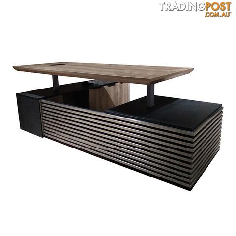 PHOENIX 2.0 - Sit Stand Electric Lift Executive Desk with Right Return 2.8m - Warm Oak & Black - WF-N2801-R-SU - 9334719010229