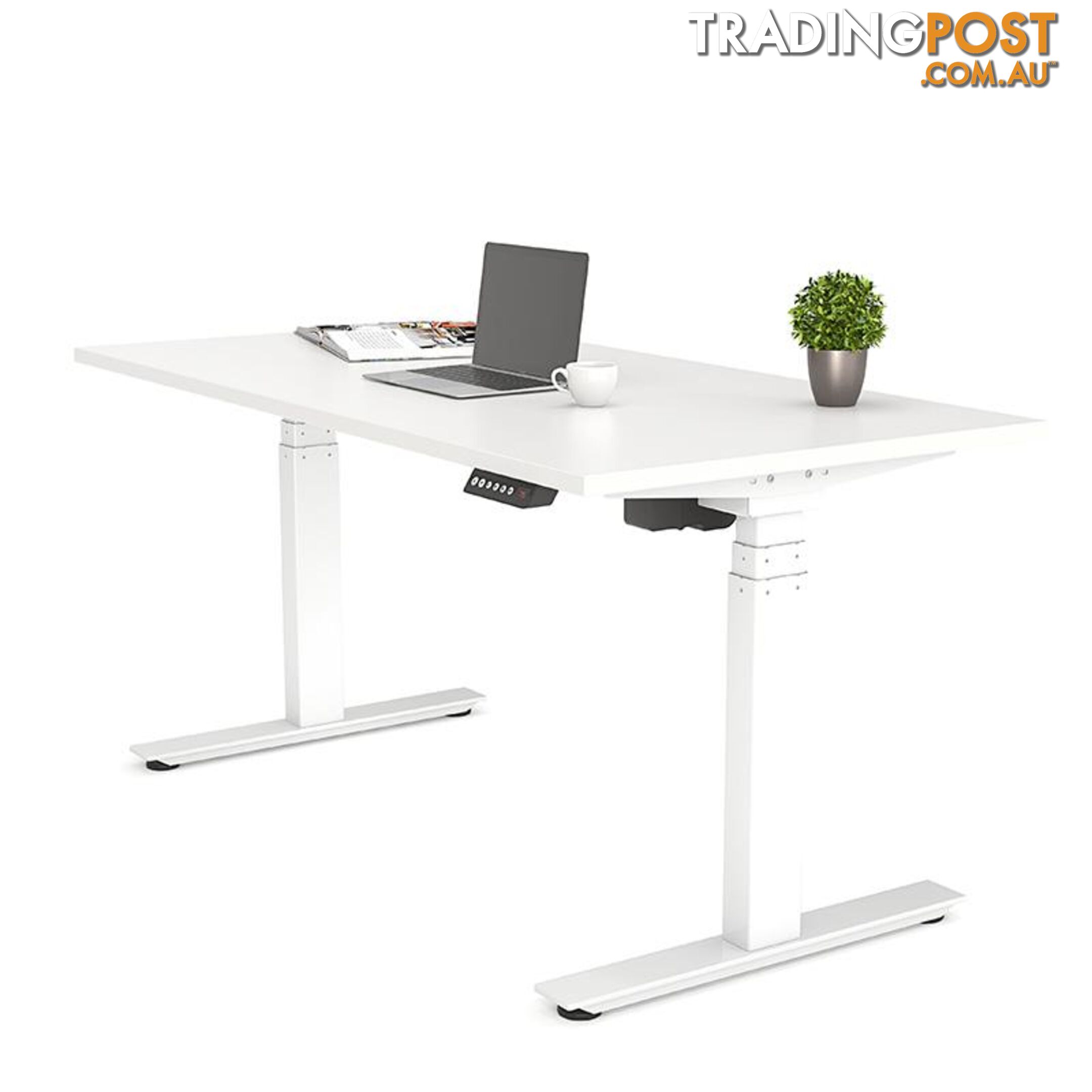 AGILE PRO Electric 2 Column Sit Standing Desk - 1200mm to 1800mm - White & Black - OG_AGE2SSD132