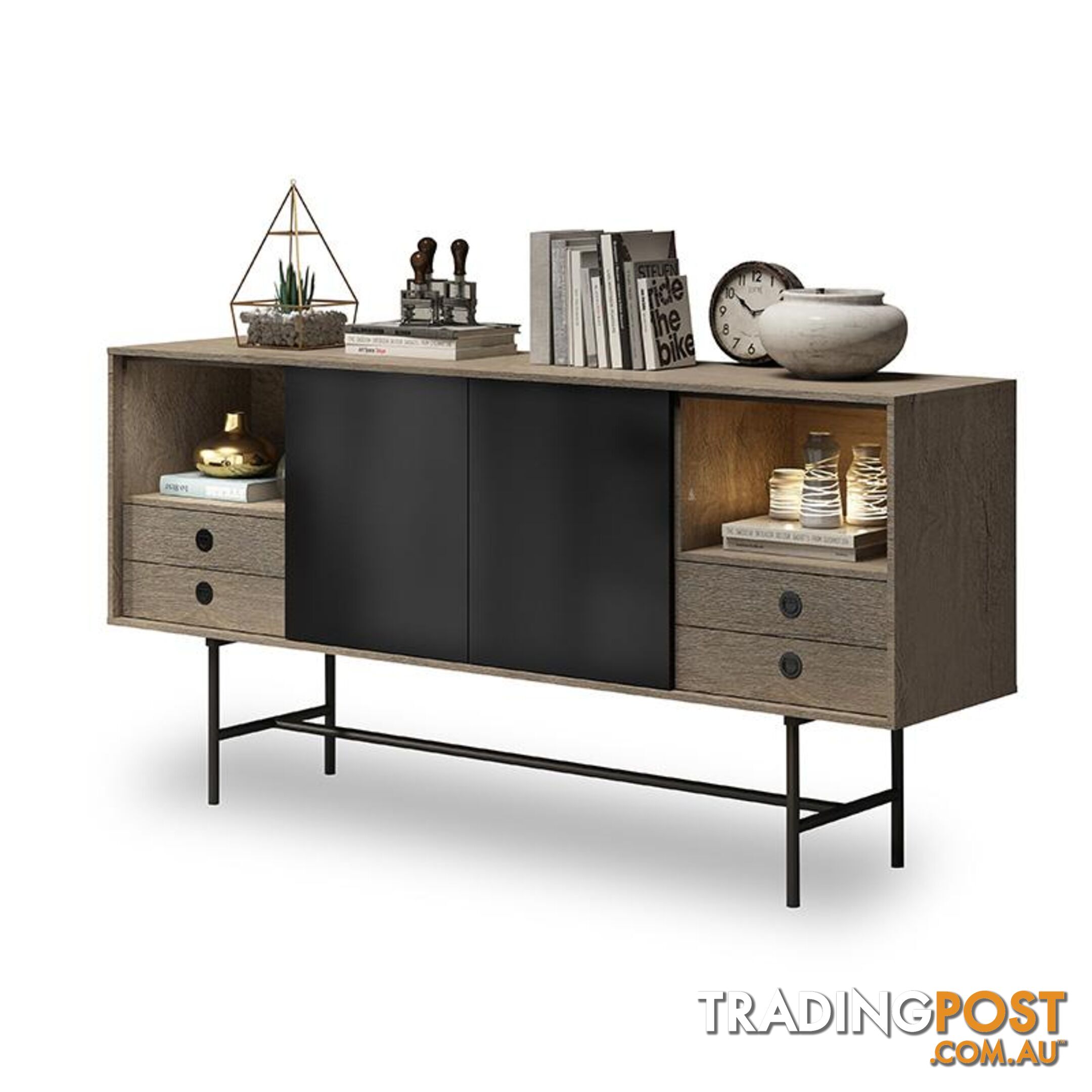 BAYLEN Sideboard 1.6M - Warm Oak & Black - WF-CW-01 - 9334719003757