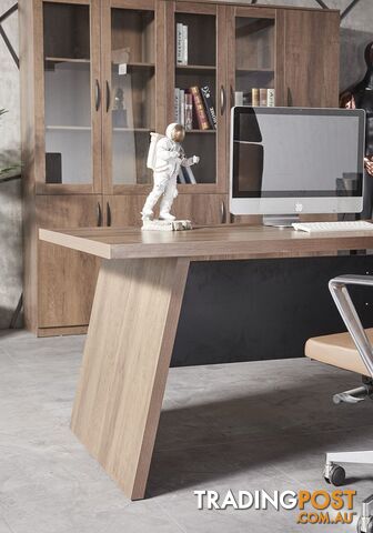 SUTTON Executive Desk with Left Return 1.8M - 2.0M - Warm Oak & Black - WF-M2507-L - 9334719011479