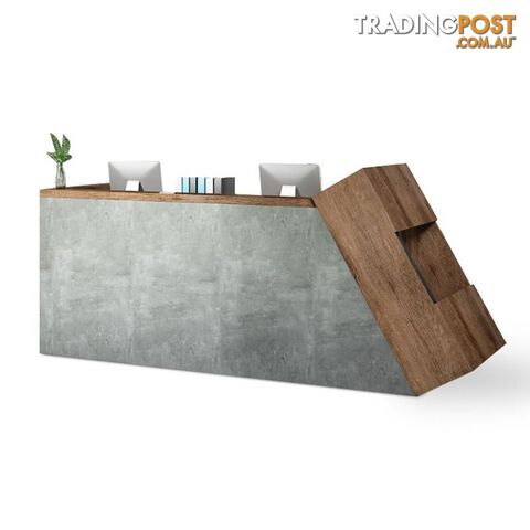 QUADE Reception Desk Left Panel 2.0M - Brown & Concrete Color - WF-RT002-L - 9334719004471