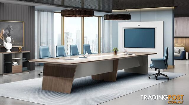 ANDERS Boardroom Table 3.2M - Australian Gold Oak & Beige - DF-TIAN-C0132 - 9334719011165