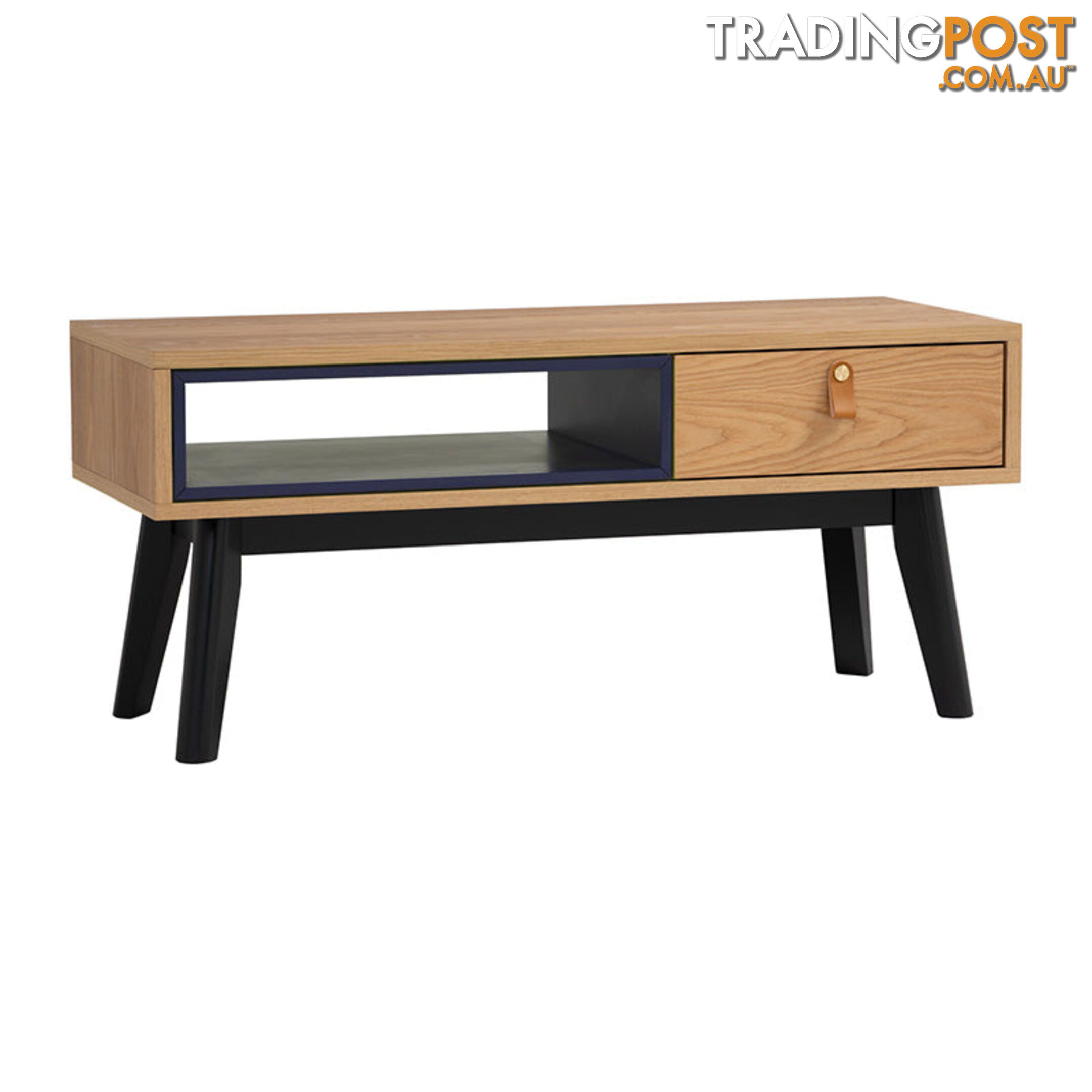 CASTOR Coffee Table 100cm - Natural, Navy Blue & Black - 133091