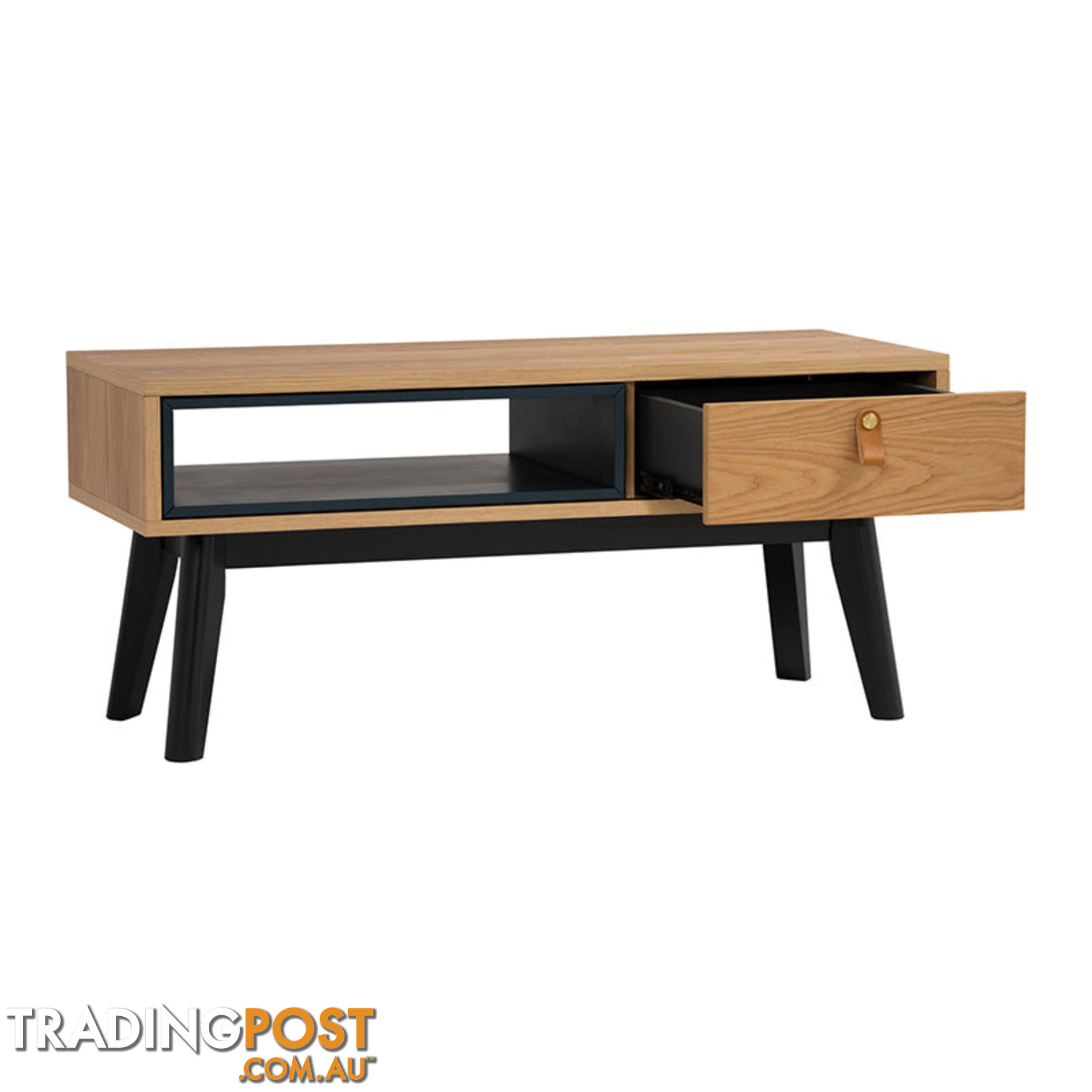 CASTOR Coffee Table 100cm - Natural, Navy Blue & Black - 133091