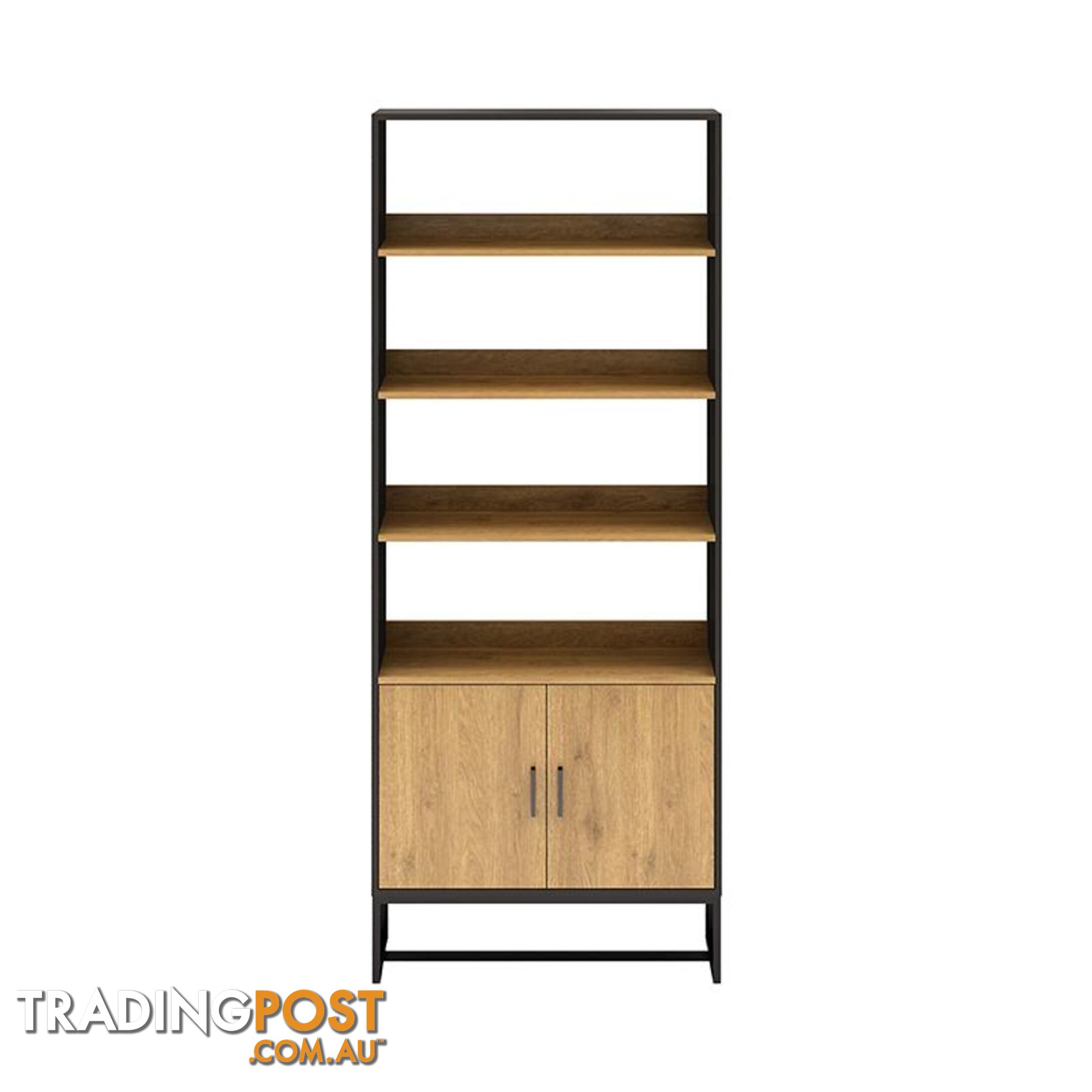 AMSTER Bookshelf Display Wall Unit 80cm - Natural & Black - AS-AMSTERBS02 - 9334719010816