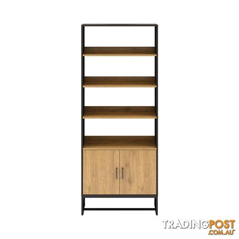 AMSTER Bookshelf Display Wall Unit 80cm - Natural & Black - AS-AMSTERBS02 - 9334719010816