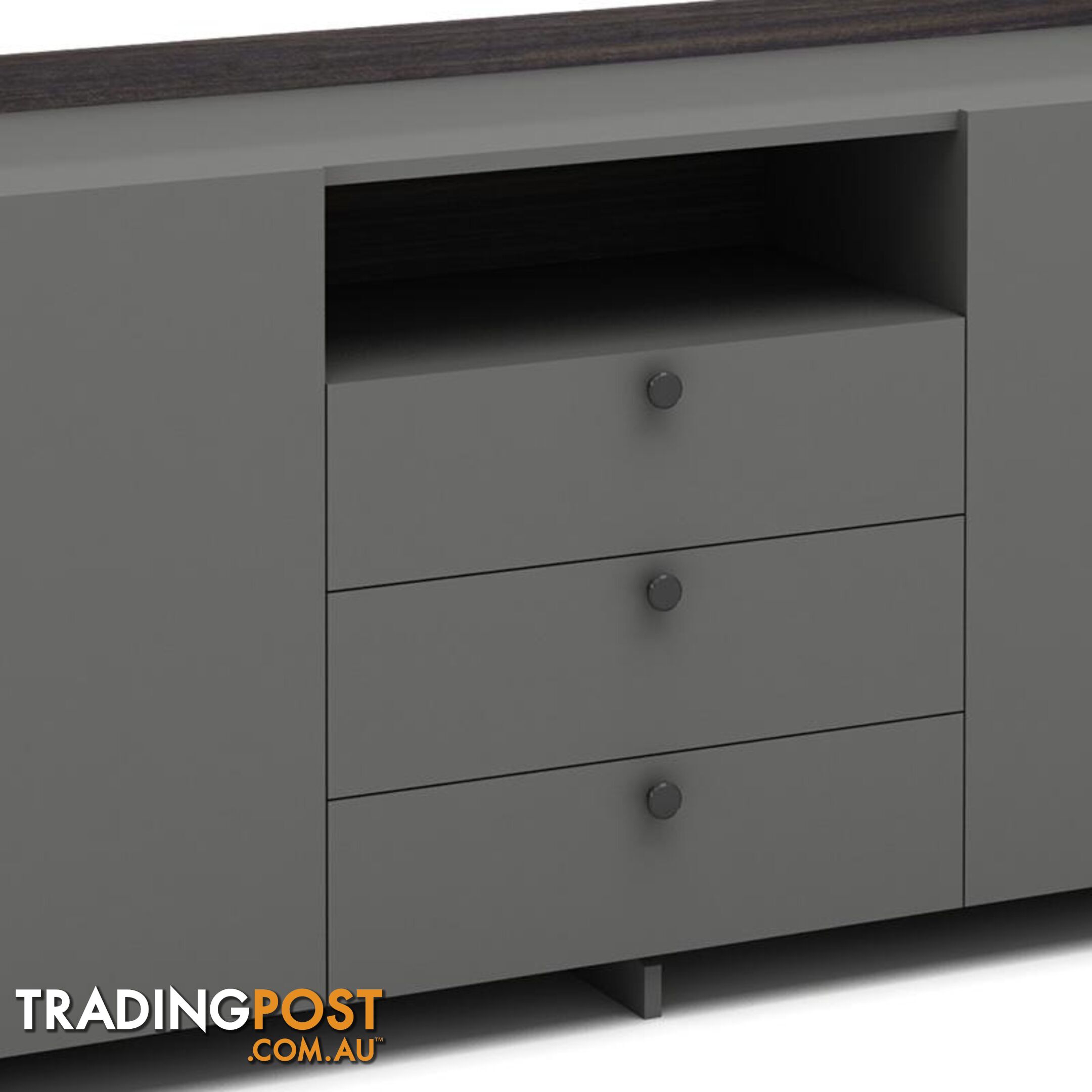 RADDIX Credenza Cabinet 160cm - Iron Grey & Brown - DF-FF-S0316 - 9334719003344