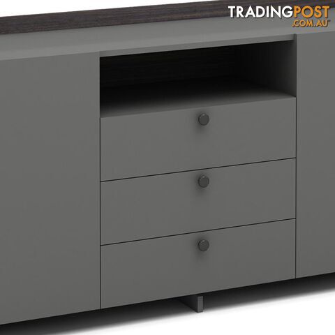 RADDIX Credenza Cabinet 160cm - Iron Grey & Brown - DF-FF-S0316 - 9334719003344