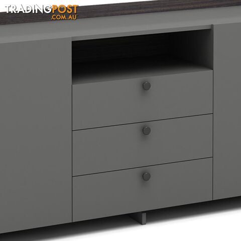 RADDIX Credenza Cabinet 160cm - Iron Grey & Brown - DF-FF-S0316 - 9334719003344