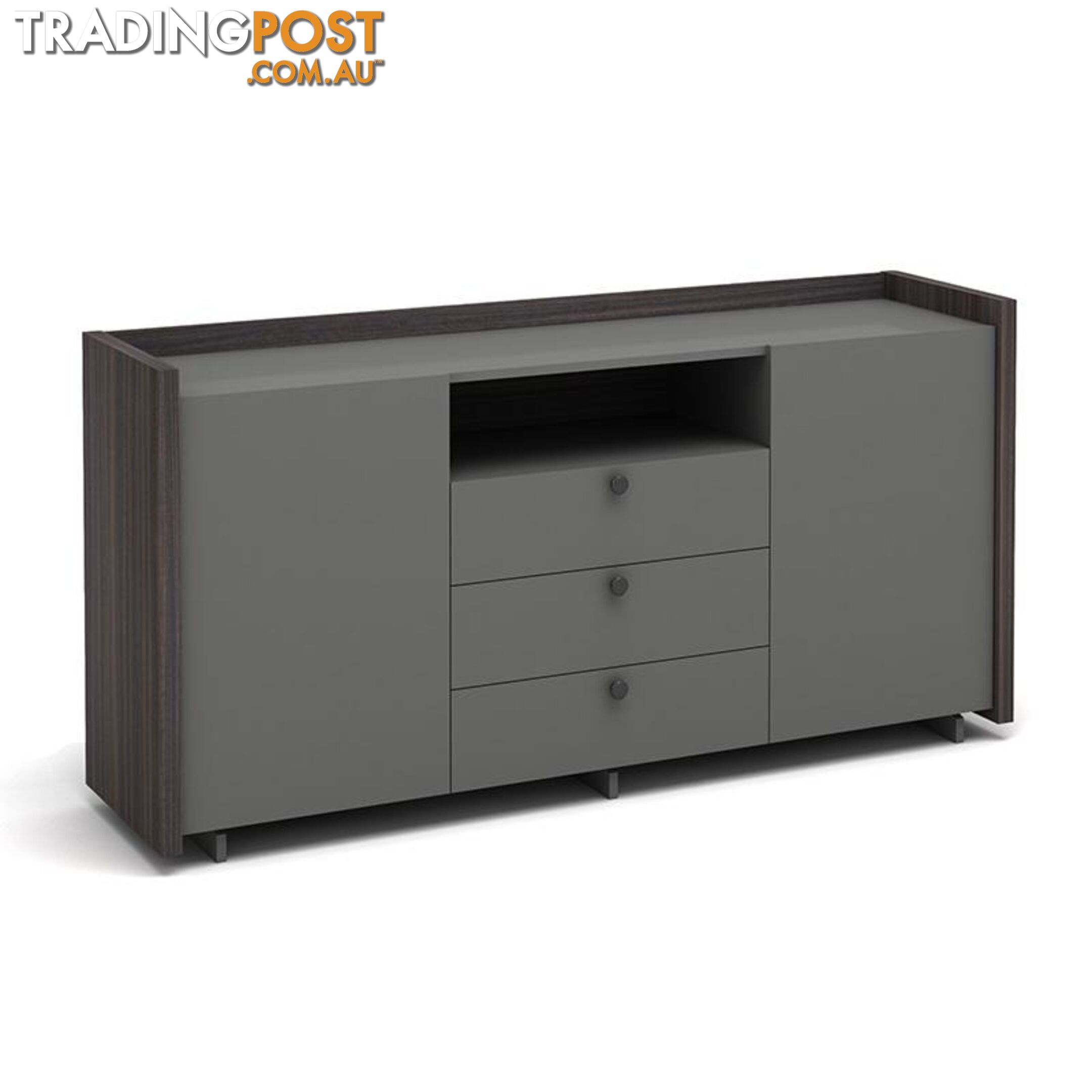 RADDIX Credenza Cabinet 160cm - Iron Grey & Brown - DF-FF-S0316 - 9334719003344