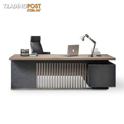 DAXTON Executive Desk with Left Return 2.4M - Warm Oak & Black - WF-N2802-L - 9334719003887