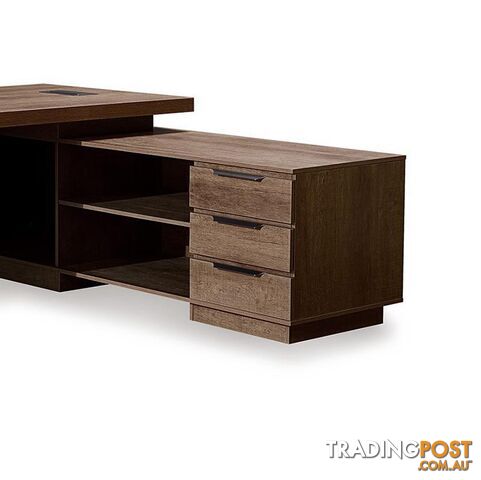 LARKIN Executive Desk with Right Return 2.4M - Warm Oak & Black - WF-M2503-R - 9334719011448