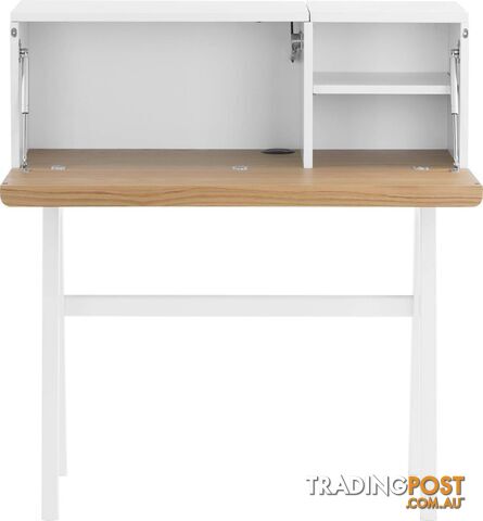 VALEN Study Desk 96cm - White & Oak - 123005 - 9334719000299