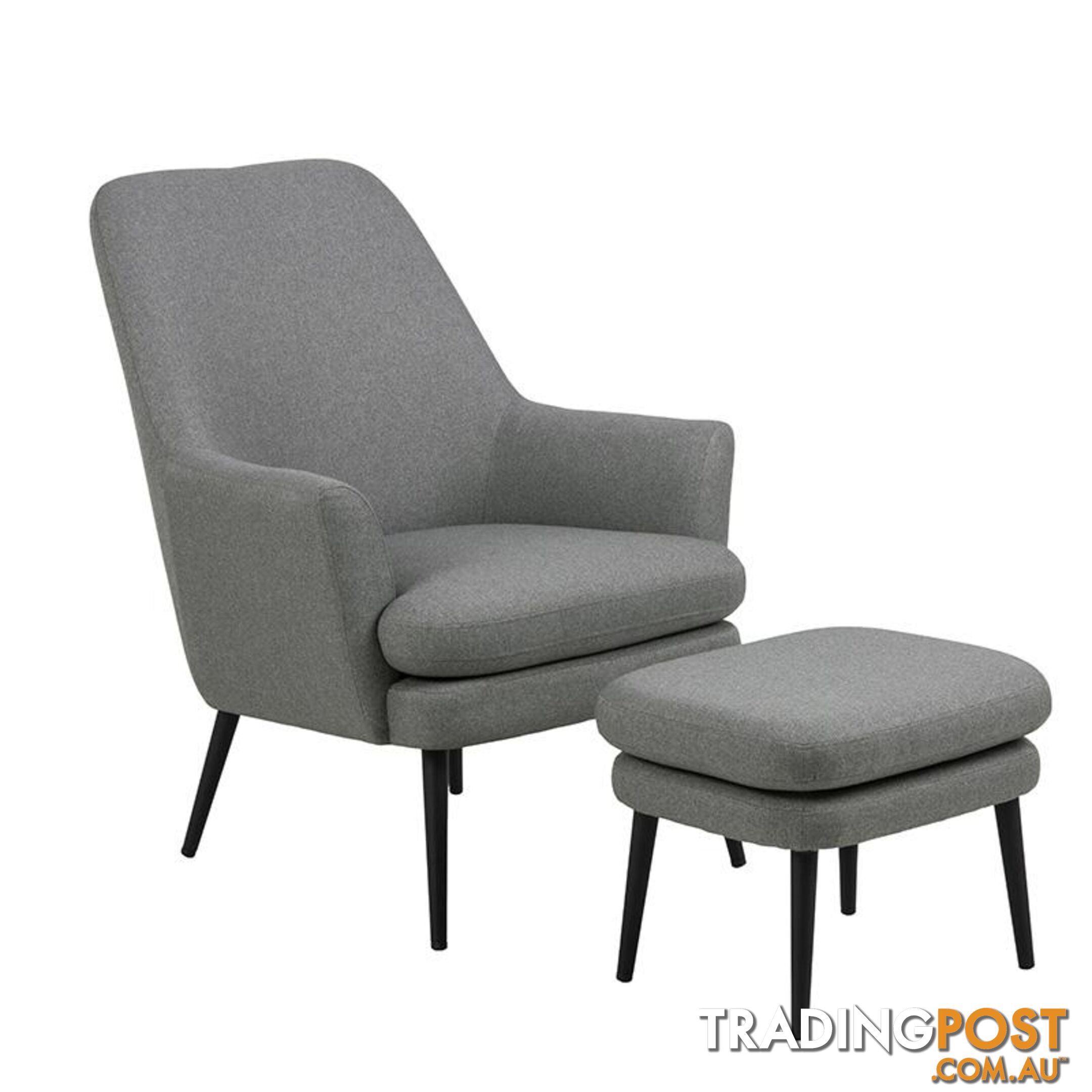 KENDRA Lounge Chair with Footstool - Grey - AC-0000088240 - 5713941137616