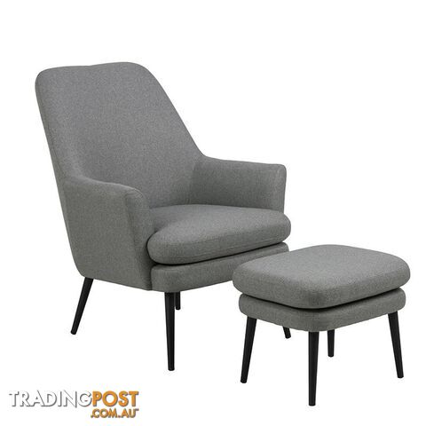 KENDRA Lounge Chair with Footstool - Grey - AC-0000088240 - 5713941137616